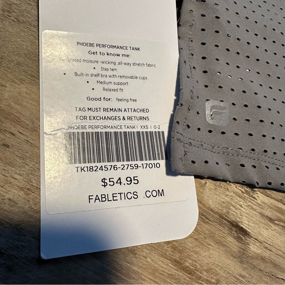 Fabletics Phoebe Performance Tank Gray Size XXS Medium Support NWT Retail $55.00 - Picture 2 of 7